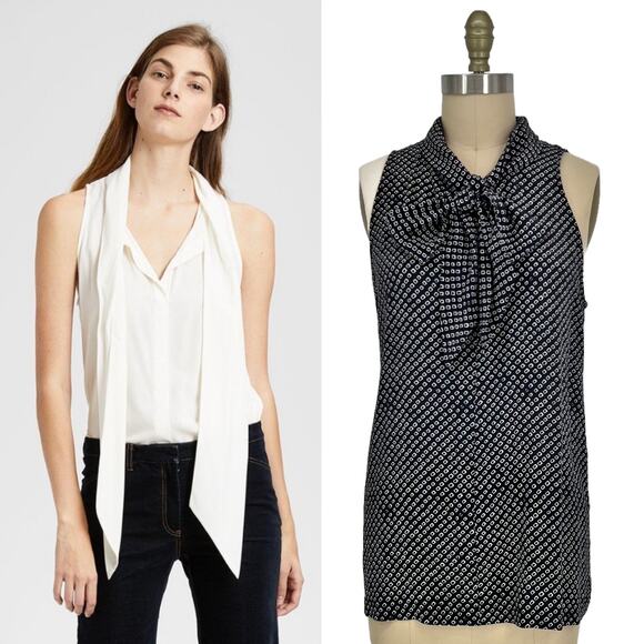 Theory x Neiman Marcus Silk Scarf Halter Top Navy Box Tile Print size Large - Picture 1 of 13
